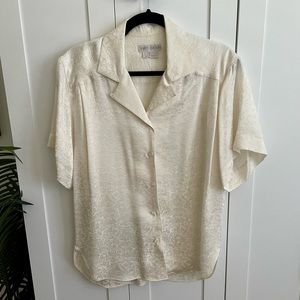 Vintage Barry Bricken 100% Silk Ivory Blouse Size 6